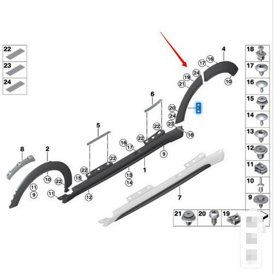 Front of Rear Wheel Arch for MINI Countryman F60
