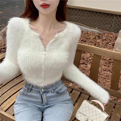 Strickjacke im Promi-Stil Damenoberbekleidung Top trendiger Herbst und Winter neuer schlanker Temperament kurzer Pullover