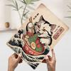 Cat Eating Ramen With Chopsticks Art Tin Plaque Poster Customized Wall Art Retro Vintage Metal Signs for Man Cave Bathroom Decor