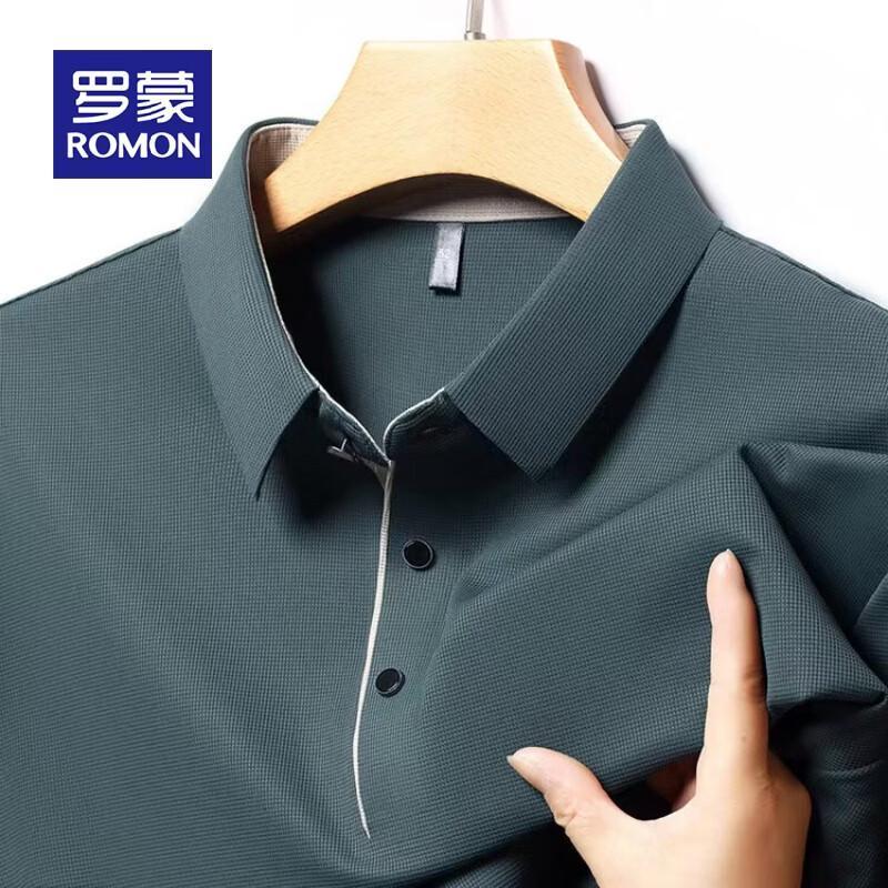 ROMON Men's High-Quality Long Sleeve Polo Shirt