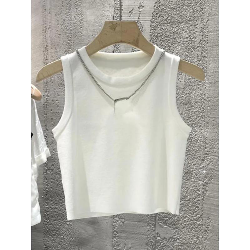 Fashion Casual Pullover Knitted Short Striped Vest Women's 2025 Spring Summer New Slim Fit Sleeveless Tank Top Elegant Thin Office Shirt