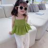 Girls Summer Solid Color Comfortable Breathable Halter Belt Blouse