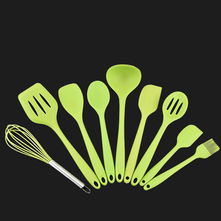 

9pcs Sessile Pan Kitchen Utensils Set of Silicone Kitchenware green