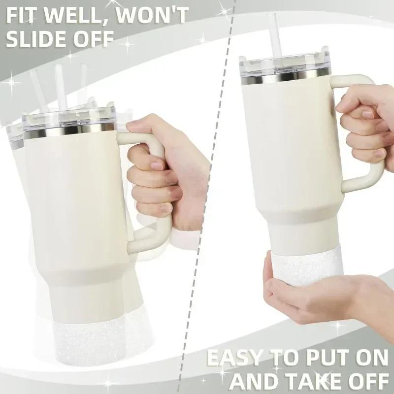 Manchon de fond de bouteille en silicone à paillettes Accessoires pour gobelets Tampon antidérapant pour bouteille d'eau Couvercle isolant thermique pour gobelet de sport pour gobelet
