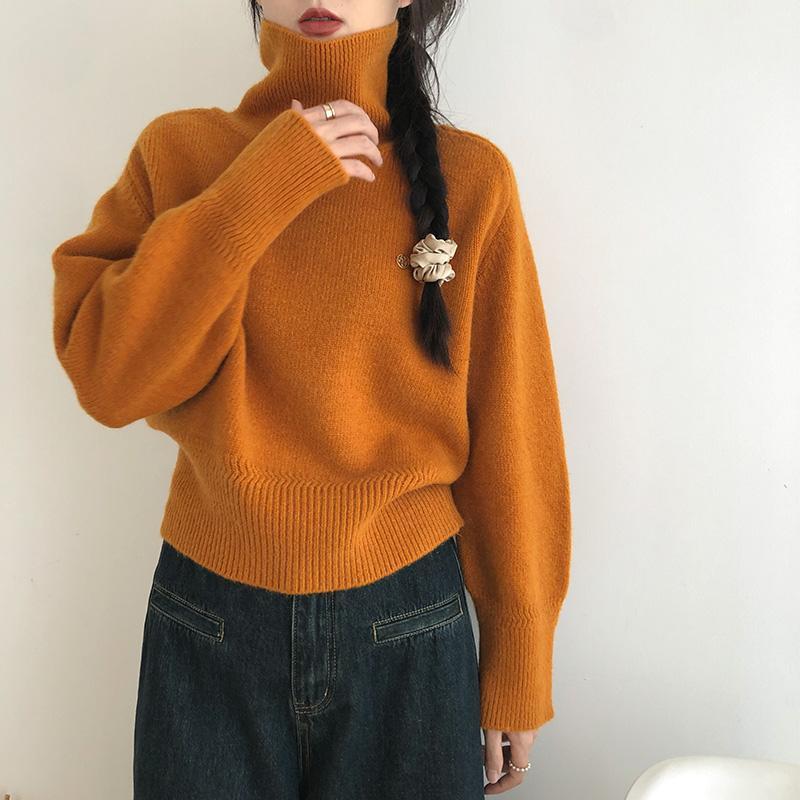 High Neck Sweater for Women In Autumn and Winter Soft and Loose Fit High Texture Knit Sweater Thick Top