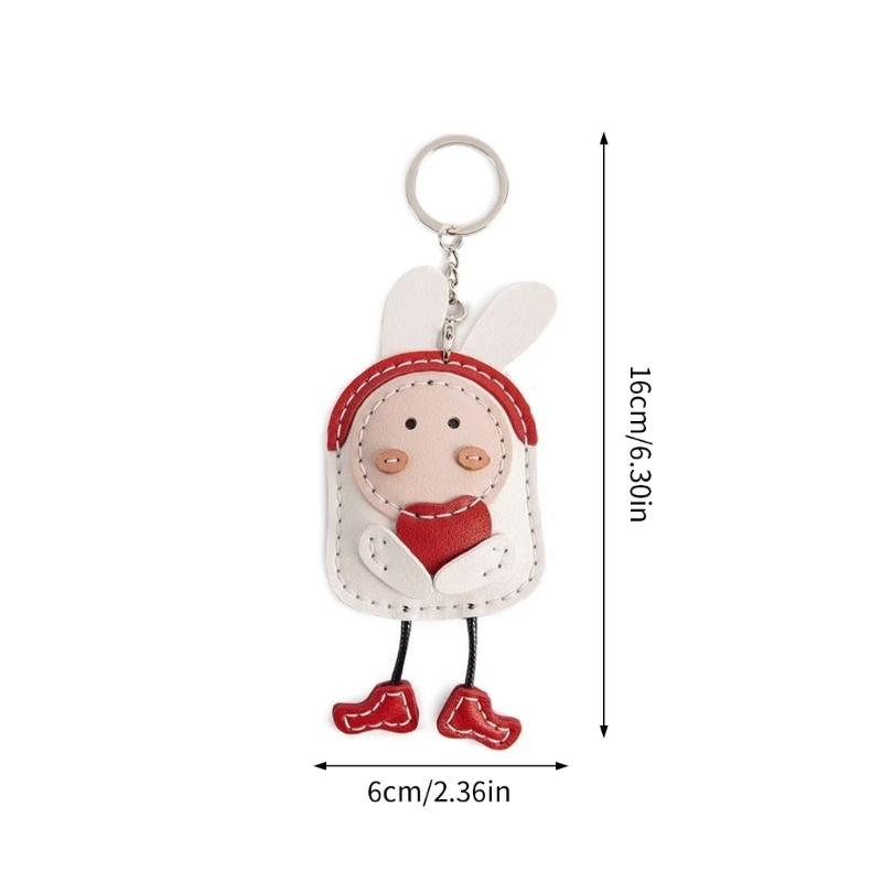 DIY Rabbit Keychain Craft Kit With PU Leather Materials Craft Accessory For Women Cartoon Bag Charm Gift Making