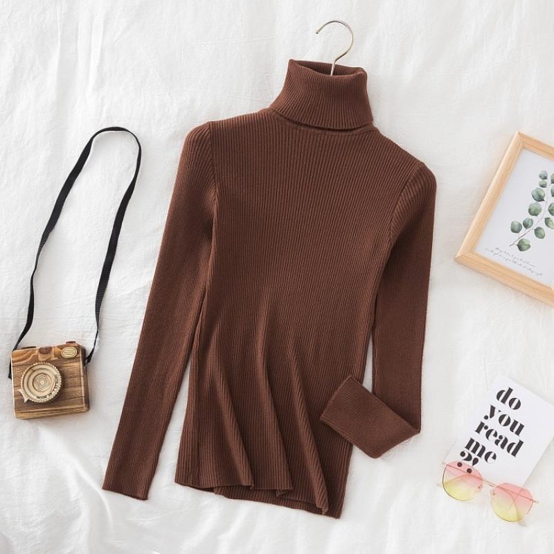 Elegant Knit Sweater For Women With High Neck Slim Fit Long Sleeve Casual Wear