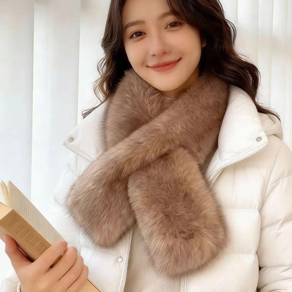 Thickened Imitation Fox Fur Scarf Soft Neck Collar Elegant Winter Scarf Outdoor