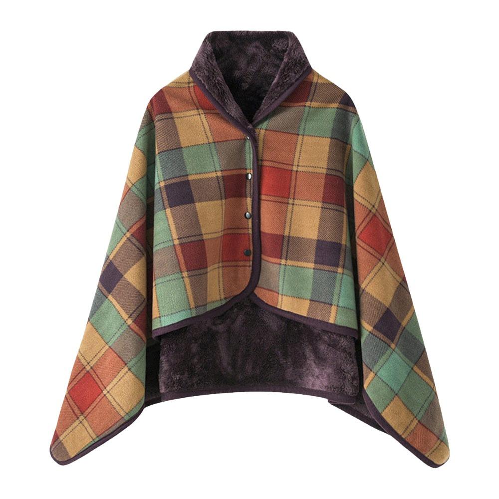 Keep Warm Wearable Shawl Blanket Winter Thick Plaid Blanket  for Women and Office Use