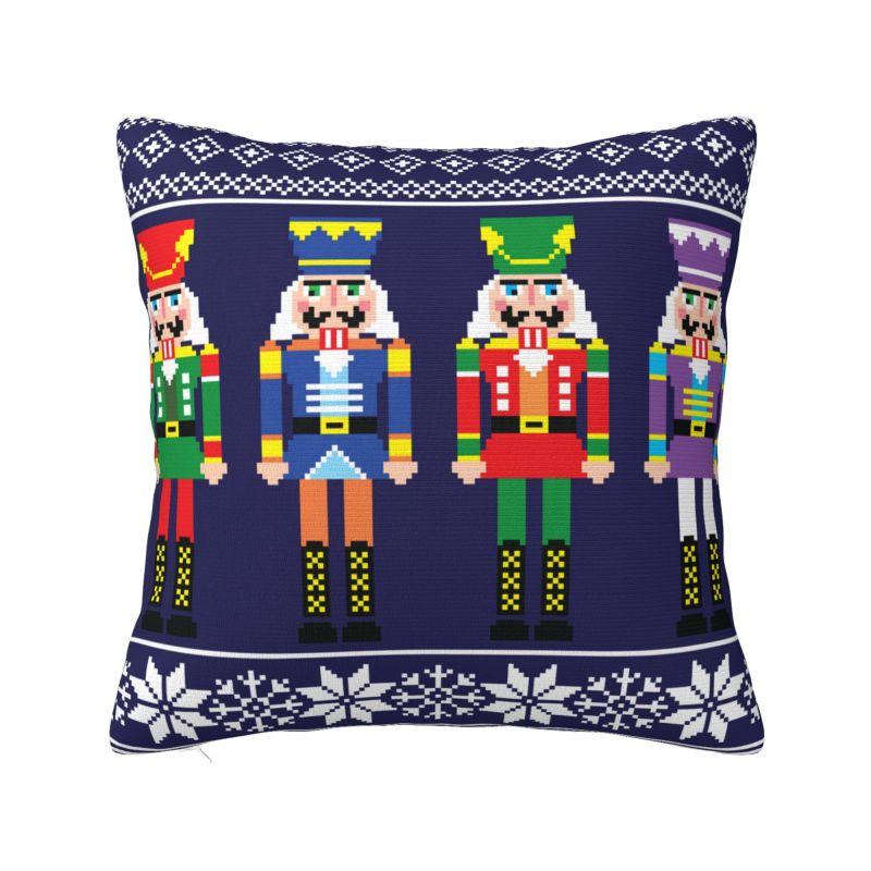 Nutcracker Soldier King Pillow Covers Decorative Cartoon Christmas Nutcrackers Nordic Cushion Cover Car Pillowcase