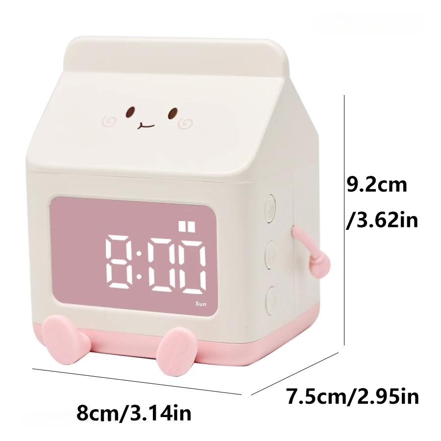 Mini Creative Milk Box Digital Alarm Clock LED Digital Display Time/date for Bedroom Cute Digital Desktop Clock Home Decoration