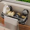 Kitchen Aluminum Suction Cup Sink Organizer With Drip Tray For Wall Mounting