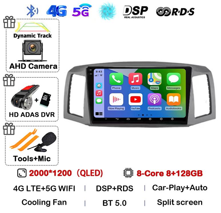 Android 14 Carplay Auto WIFI+4G For JEEP Grand Cherokee 2004 2005 2006 2007 Car Radio Multimedia Video Player GPS Stereo Audio