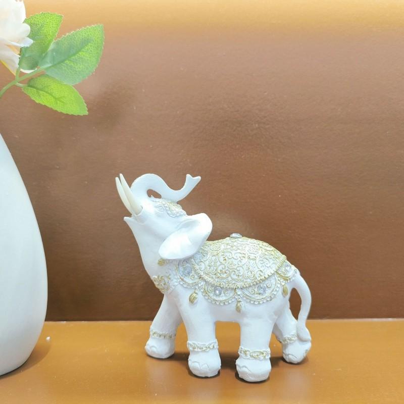 Resin Elephant Figurine Decorative Ornament In Gold Vintage Home Office Desk Living Room Entryway