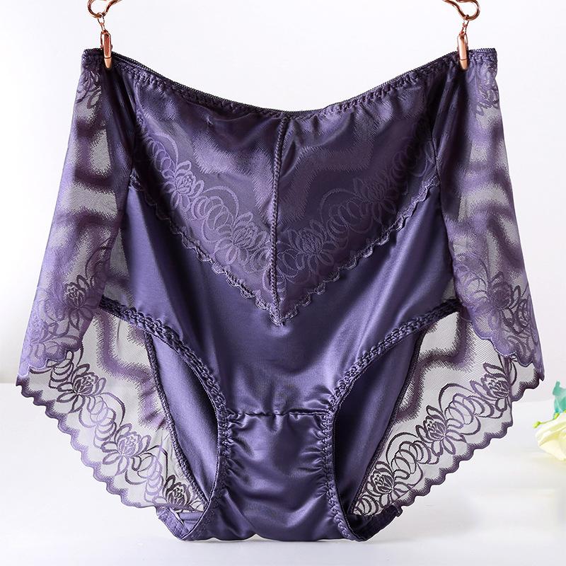 Women's Plus High Lingerie Waist Sexy Knickers Lace Hollow Mesh Briefs Underwear Panties