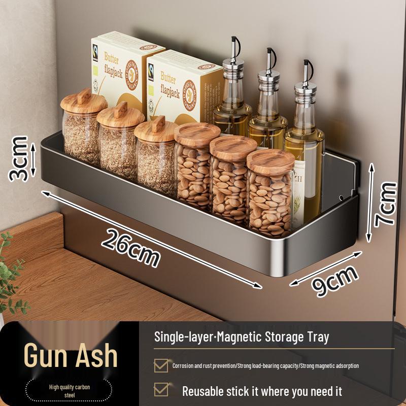 Magnetic No-Drill Refrigerator Side Storage Rack and Spice Holder