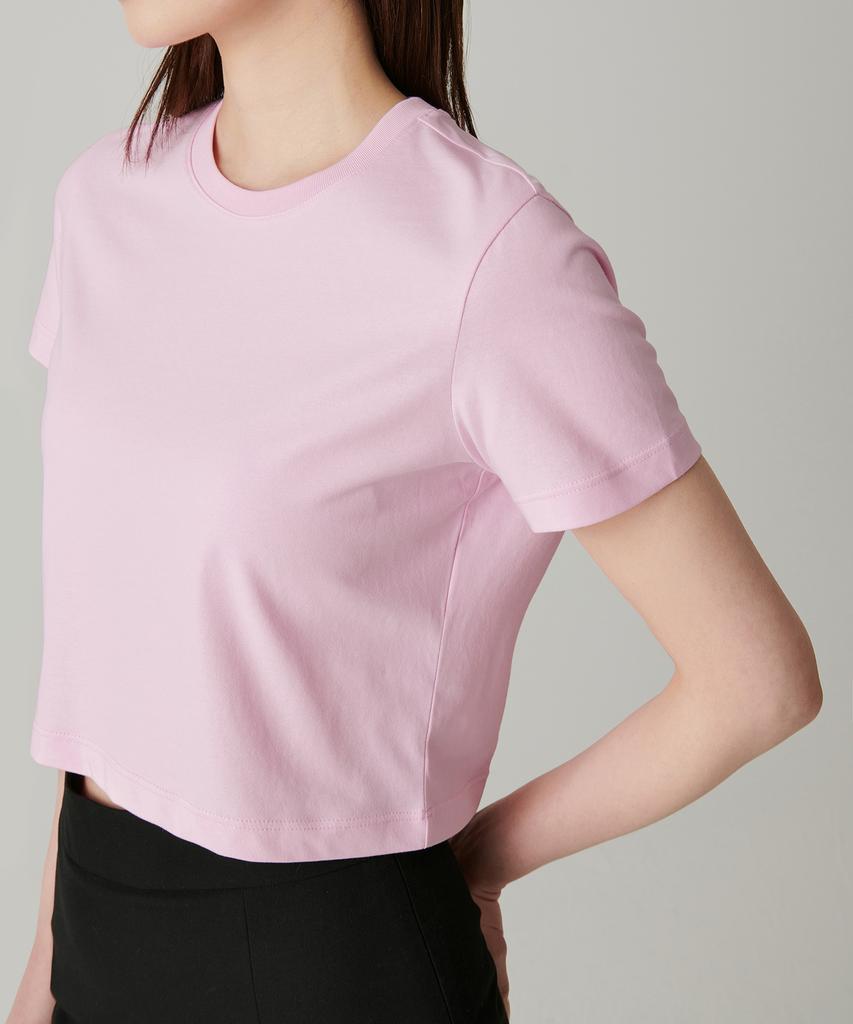 MUSINSA STANDARD WOMAN [Cooltandard] Women'S Crew Neck Crop T-Shirt [Pink]
