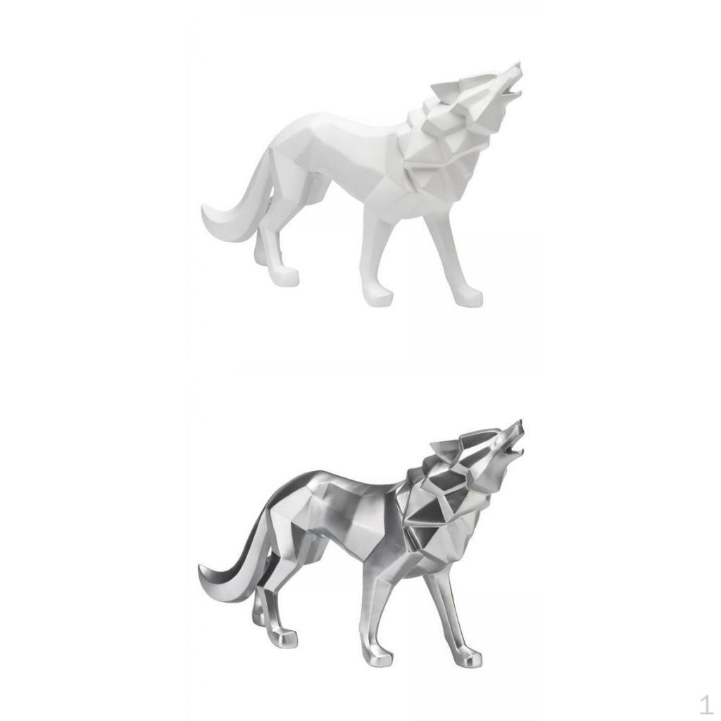 2 Pieces Nordic Wolf Figure Wild Animal Model Crafts for Home Office Decor