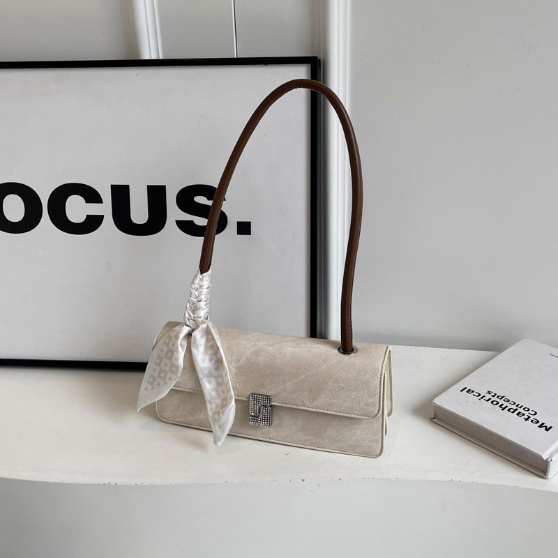 

Сумка Женская Французская Меньшинство Джинсовая Западный Стиль Сумка Под Мышку Rice White with Brown