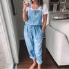 Moda Femei Denim Fără mâneci Talie înaltă Lată Vară