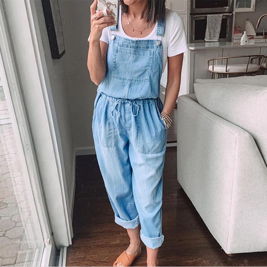 Moda Femei Denim Fără mâneci Talie înaltă Lată Vară