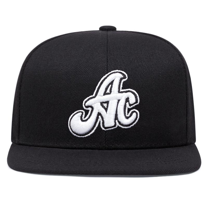 AC Letter Side Pattern Embroidery Snapback Cap Men's Hip Hop Baseball Hat Versatile Trendy Unisex Sunshade Cowboy Hat