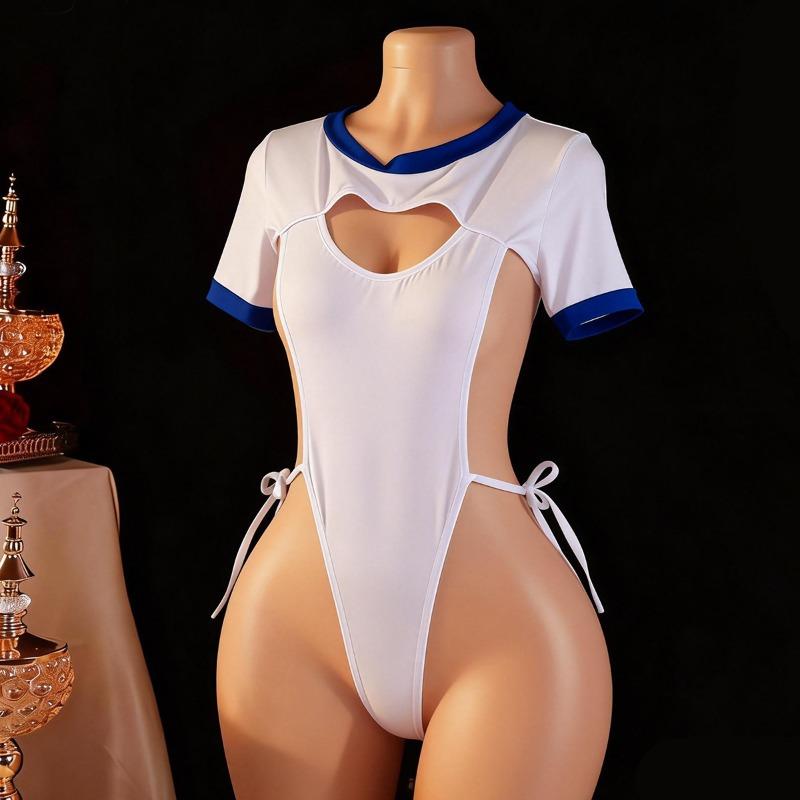 Mu Rao's Erotic Underwear, Hidden Buckles, Open-gear One-piece Cut-out Tight-fitting Uniform Set, 8020jk Uniform Set