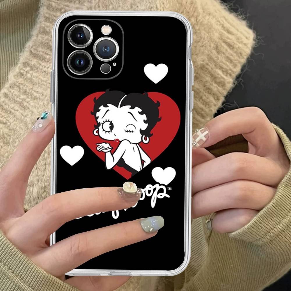 Animation B-Betty Boop Transparent TPU Phone Case For IPhone 17 11 12 13 14 15 16 Pro Max 16 Plus Cover