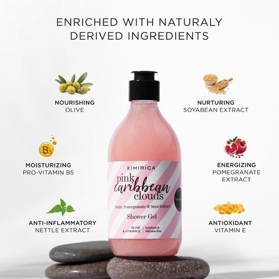 Kimirica Pink Caribbean Clouds Sulphate Free Shower Gel with the Goodness of Red Apple & Calabrian Bergamot | 100% Vegan 300ml