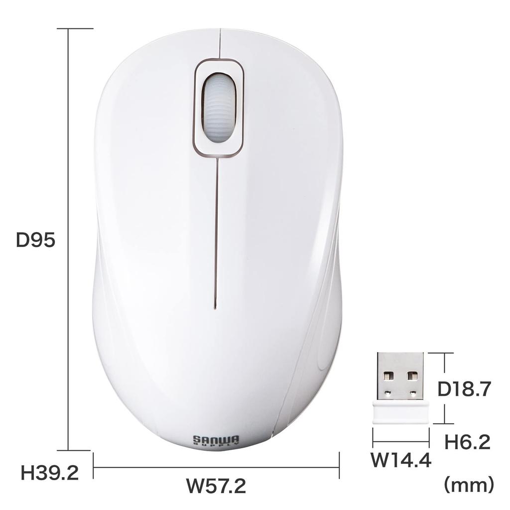 Sanwa Supply Silent Wireless Blue LED Mouse Antibacterial, (White) MA-WBSK315W
