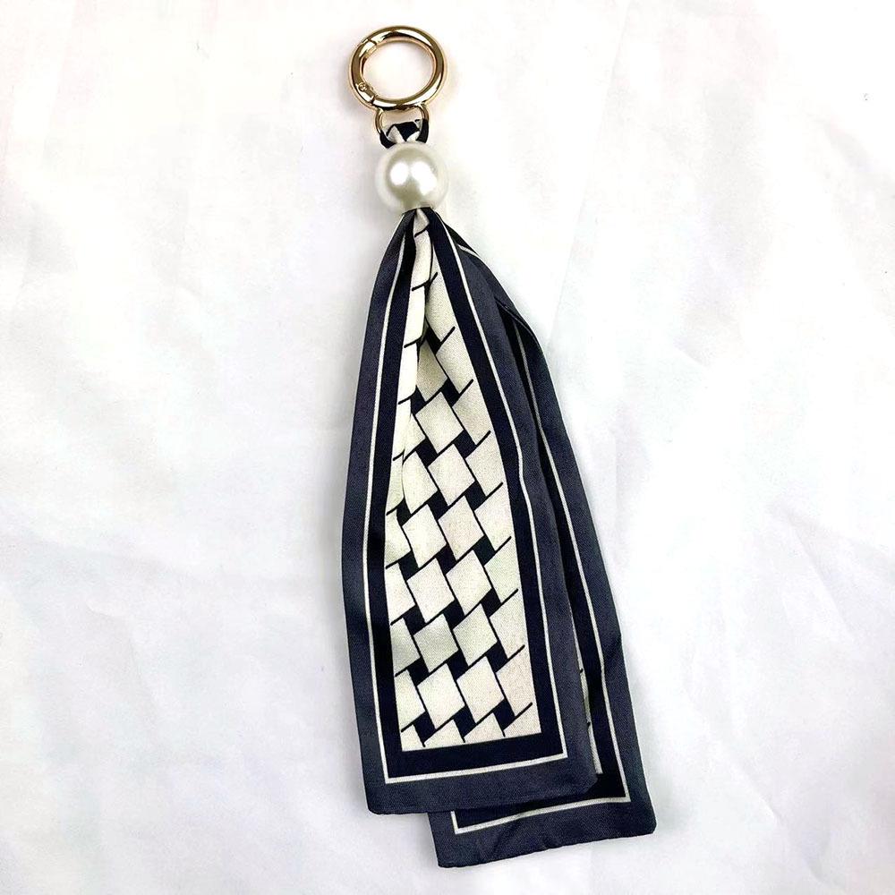 Retro Bow Tassel Scarf Keychain - Korean Fashion Charm Pendant