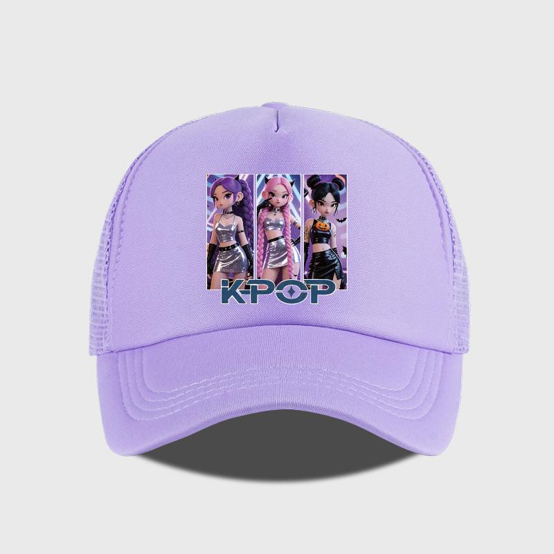 Berretto da Baseball a Rete per Ragazza Anime Cool K-Pop - Cappellino Regolabile con Fibbia - Cappello Unisex Stile Street K-Pop