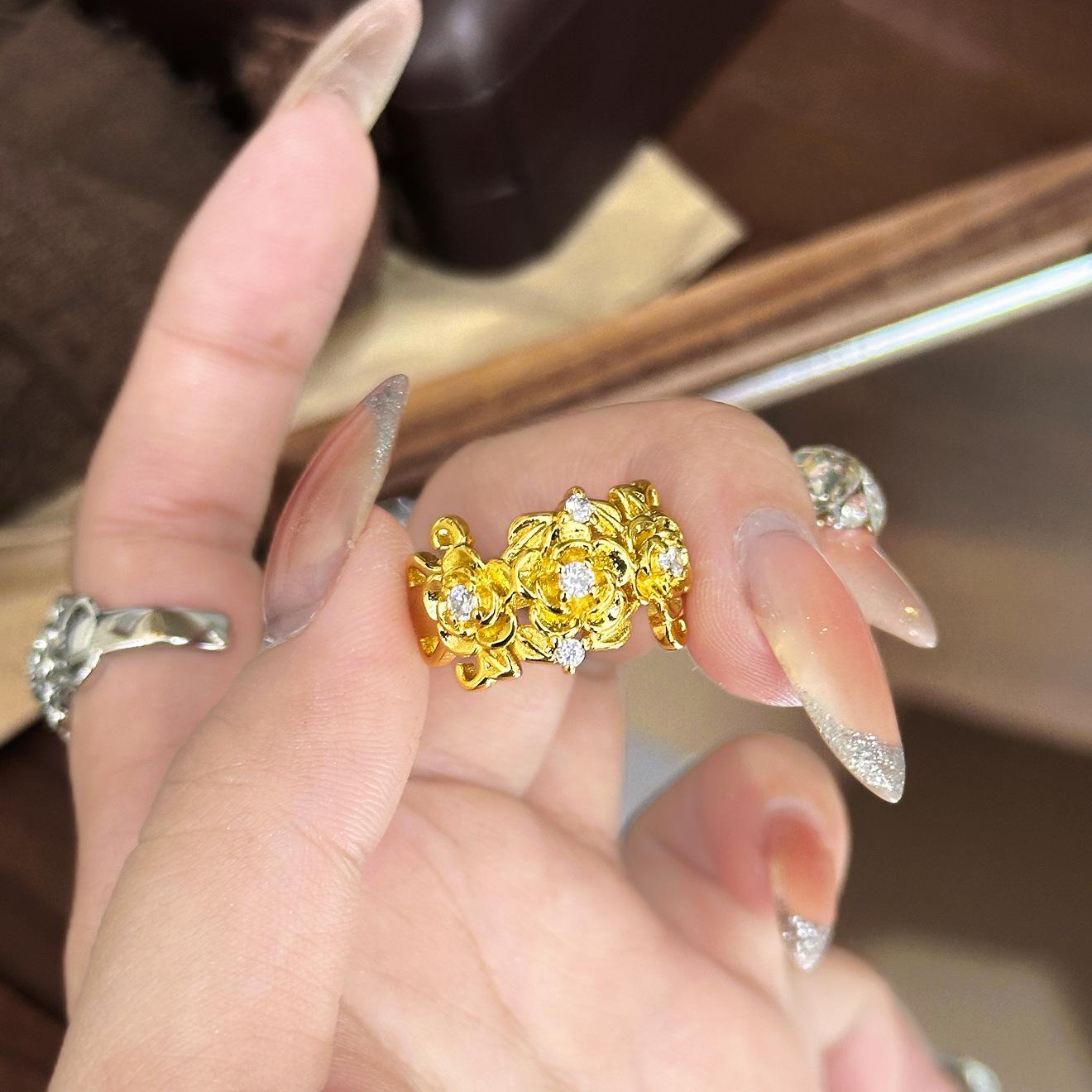 

Popular medieval brushed rose ring retro personalized ring hand jewelry золотий