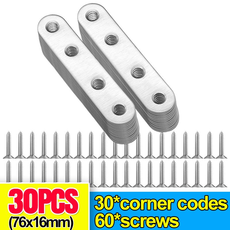 Stainless Steel Corner Bracket Metal Flat Straight Brace Fixed Connecting Plate Corner Brackets For Reapiring Furniture Cabinet