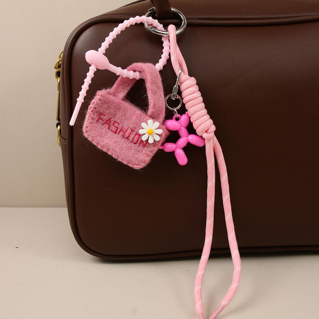 Ins wind wool felt mini bag cute balloon dog braided rope bag pendant versatile keychain car hanging