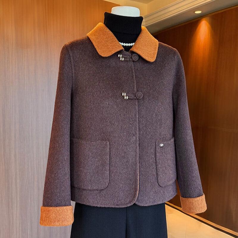 XUEXI Women s Festive Double-Faced Wool Blend Short Coat M (115-130 lbs)