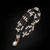 Stainless Steel Gold Color Pearl Pendant Necklace For Women Elegant Imitation Pearl Beaded OT Buckle Long Necklace Jewelry