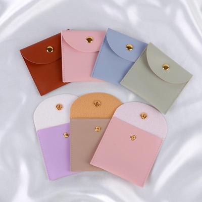 Bolsa de Joyería de Cuero PU de Lujo para Pendientes y Anillos - Bolsa de Almacenamiento con Solapa Suave