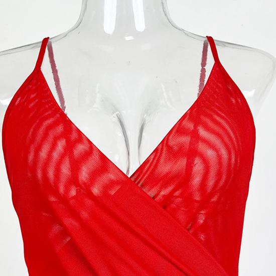 Damen Sommer Sexy Mesh Durchsichtige Spitze Bestickter Rock Pyjamas