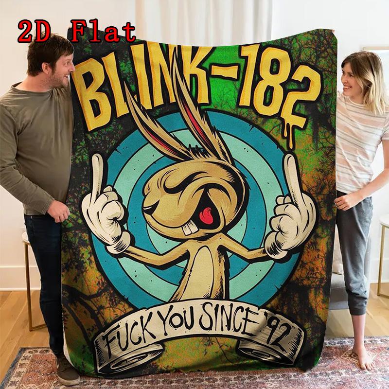Vintage Rock Band Rabbit 2D Flat Pattern Flannel Blanket High quality All Seasons Warmth and Comfort Perfect for Christmas Gifts.MMT0918231