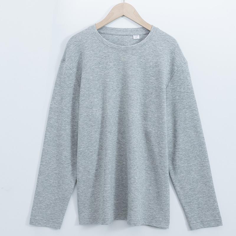Nové oboustranné tričko Xinjiangská bavlna Vzduchová vrstva 230g Tričko s dlouhým rukávem jako základ pro ženy Bez žehlení Kulaté tričko pro muže