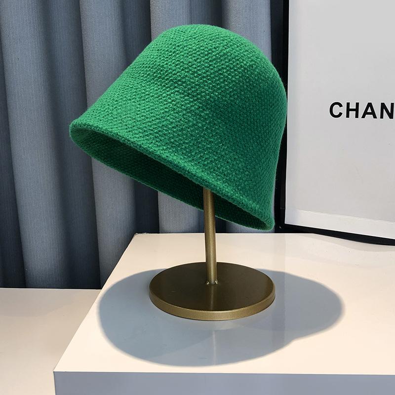 

Knitted fisherman s hat autumn and winter plain artifact bucket hat solid color versatile face covering bell basin hat M（56-58cm）