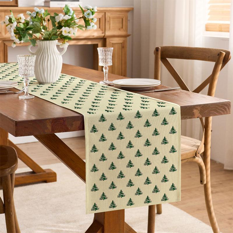 Weihnachts-Tischläufer Baumwolle Leinen Festliche Atmosphäre Küchentisch Heimparty Dekoration Tuch Tischdecke Platzset