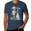 Christmas Skeleton Drinking Beer TShirt Casual Soft Cotton Short Sleeve Tee TShirt