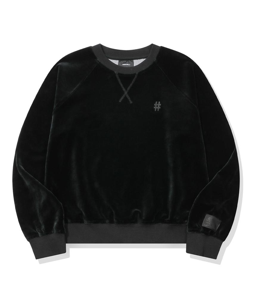 BEENTRILL Velour Hashtag Raglan Sweatshirt (Black)