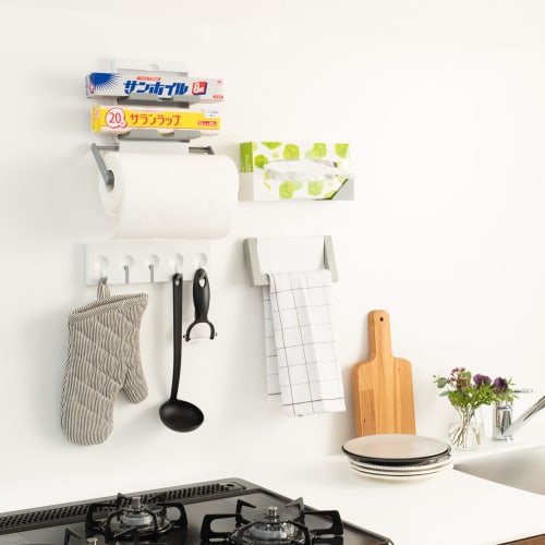 Belca Kitchen Storage Magnetic Wrap & Paper Holder, FLAT in, Width 15.1-27.5 x Depth 1.75 x Height 25cm, White, Flat in Wall Storage, FK-WPW