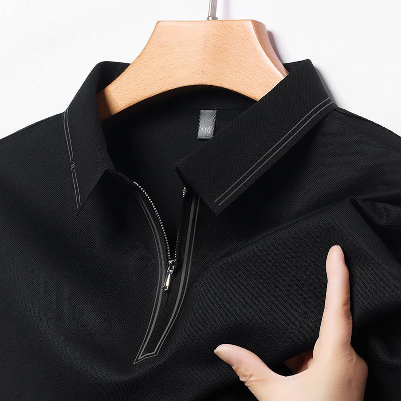 

Мужская футболка с короткими рукавами и застежкой-молнией для папы, повседневная однотонная рубашка-поло с короткими рукавами, тренд 4XL