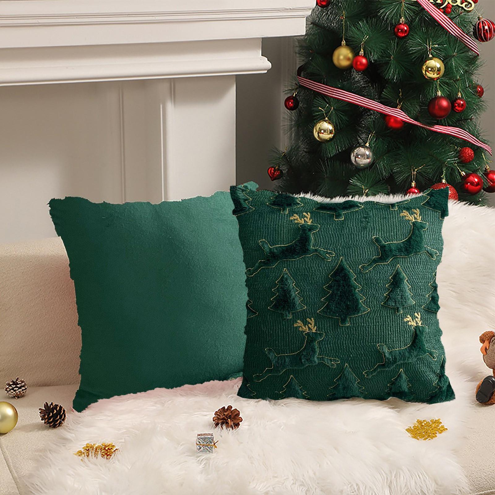 

Christmas Tree Three-dimensional Plush Backrest Pillowcase, Bedroom Sofa Cushion Cover Without Core. One Size