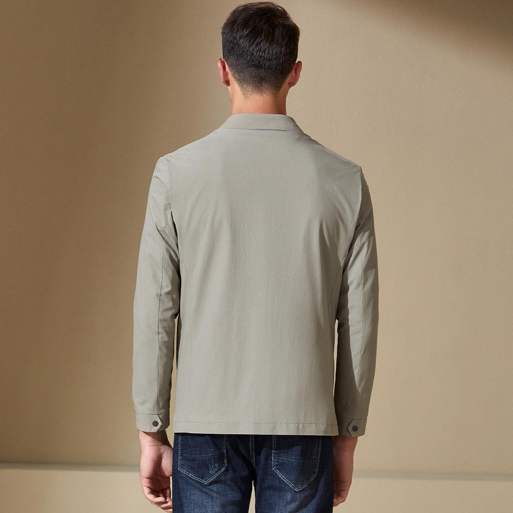 [Four Sided Stretch] Autumn Business Casual Men's Jacket with a Lapel, Autumn Crisp and Stylish Long Sleeved Shirt Jacket