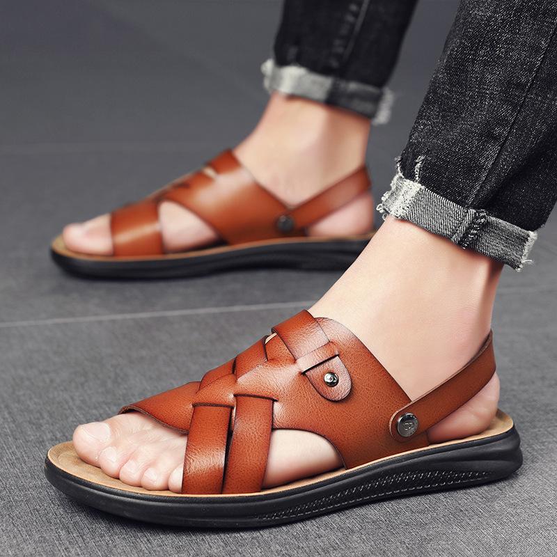 Men's Sandals Summer New Outdoor Breathable Soft-soled Beach Shoes British Trend Large Size Cool Slippers Men